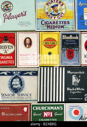 Old Cigarette Packets 1920s to 1960s. FOR EDITORIAL USE ONLY Stock Photo