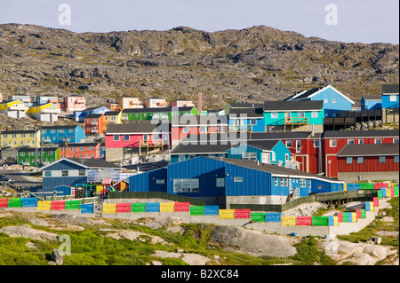 Colourful houses in Illulisat on Greenland Stock Photo