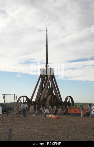 Huge iron wheeled Yankee Siege Trebuchet - the reigning champion in trebuchet class. Stock Photo