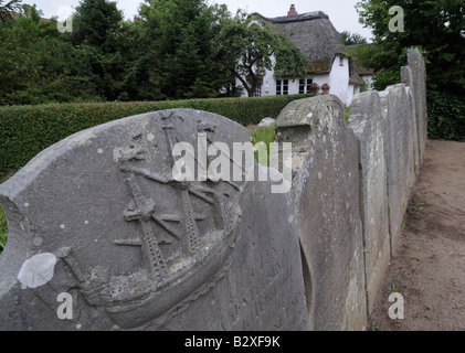 Headstones of rich captains in cemetery on German island North Sea island of Amrum Stock Photo