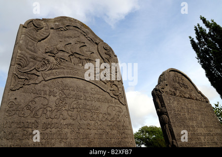 Headstones of rich captains in cemetery on German island of Amrum Stock Photo