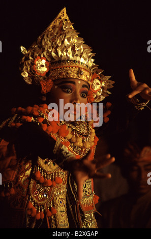 A Balinese dancer performs at a theatre in Ubud, central Bali. Stock Photo