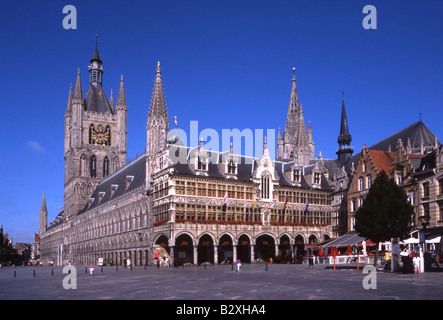 The Town and Cloth Halls in Ypres, Belgium, Europe Stock Photo