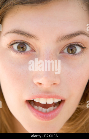 Head shot of surprised woman Stock Photo
