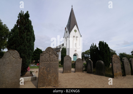 Headstones of rich captains in cemetery of St Clemence church on German North Sea island of Amrum Stock Photo