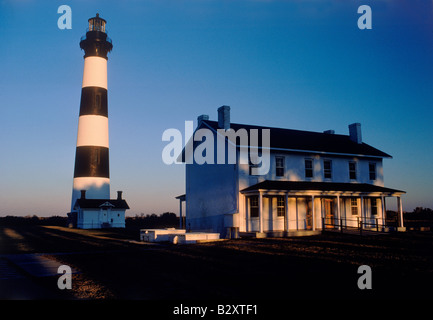 Bodie Island Lighthouse at Cape Hatteras National Seashore in North Carolina at sunset Stock Photo