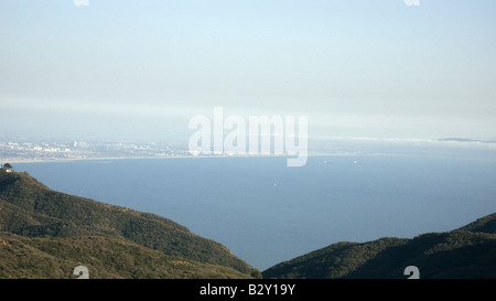 Pacific Ocean from Malibu Hills, in Southern California north of Los Angeles Stock Photo