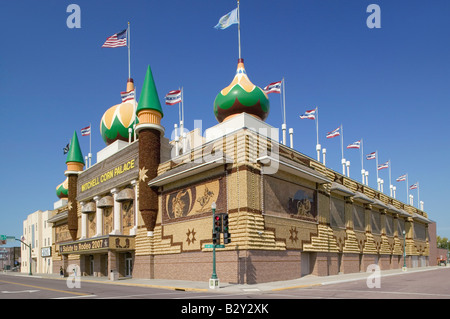 Main Street view of Corn Palace, Mitchell, South Dakota, originally built in 1892, and rebuilt in 1921. Stock Photo