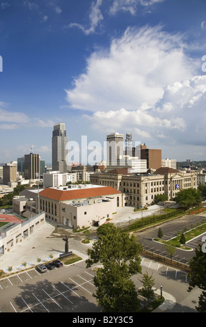 Aerial view of Omaha Nebraska skyline on summer day Stock Photo