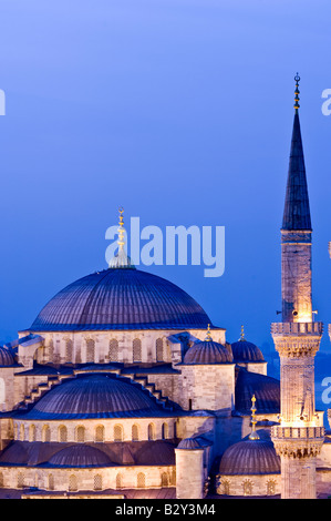 Turkey Istanbul The Blue Mosque flood lit at dawn Stock Photo