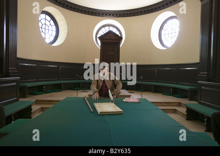 Speaker's Chair in Capitol Building of Colonial Williamsburg, Virginia Stock Photo