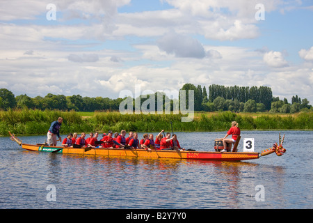 Team getting ready to take part in a Dragon Boat race Stock Photo