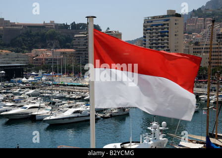 National flag of of the Principality of Monaco Stock Photo