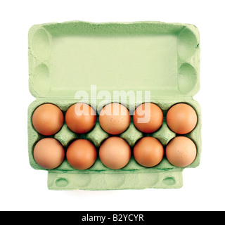 Chicken eggs in carton isolated on white Stock Photo - Alamy