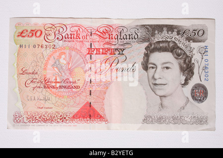 The front of a fifty pound English bank note. Stock Photo