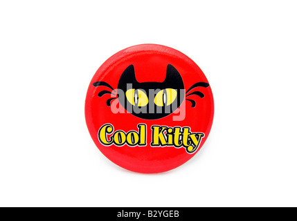 Red badge with Cool Kitty, cat design, white background Stock Photo
