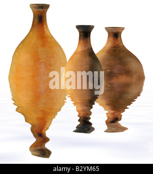 Terracotta brown age old clay vessel close up Stock Photo