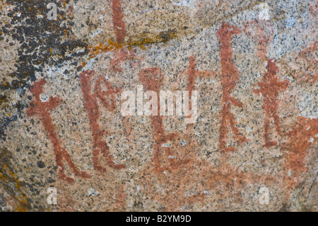 Idaho, Middle Fork of the Salmon River. Petroglyphs along a beautiful stretch of the famous Frank Church Wilderness. Stock Photo