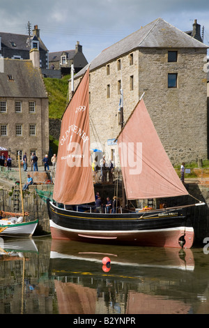 Old Pulteney ship; Isabella Fortuna sailing vessel at Portsoy harbour annual 14th Scottish Traditional Boat Festival, Banffshire, Scotland uk Stock Photo