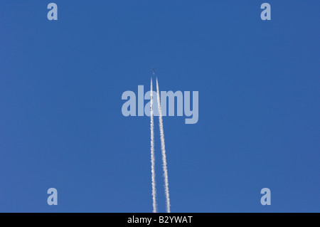 Jet Contrail in Blue Sky Stock Photo