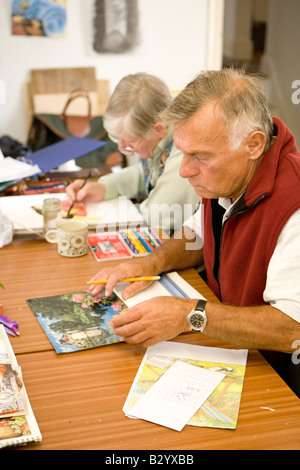 students working in an art class Stock Photo