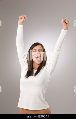 Woman Cheering Stock Photo