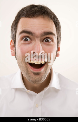 Man with Wide Eyes Stock Photo