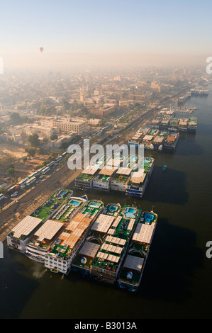 Cruise Ships on the Nile River, Luxor, Egypt Stock Photo
