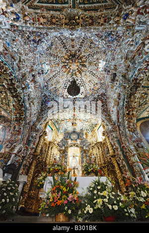 Ceiling of Church of San Francisco, Acatepec, Cholula, Mexico Stock Photo