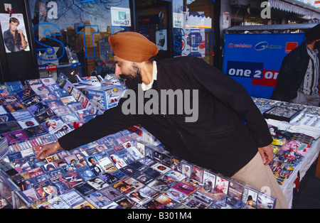 A CD stall in Southall, London. Stock Photo