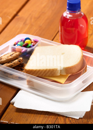 Unhealthy Lunch in Plastic Container Stock Photo