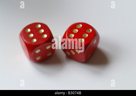 Two dice - showing sixes Stock Photo