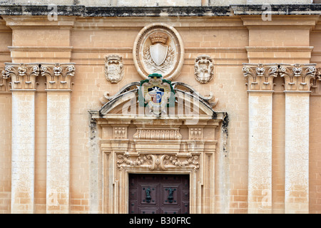 St Paul's Cathedral Main door detail, Mdina, Malta Stock Photo