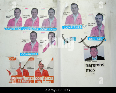 Election campaign posters Benalup Andalucia Spain Stock Photo