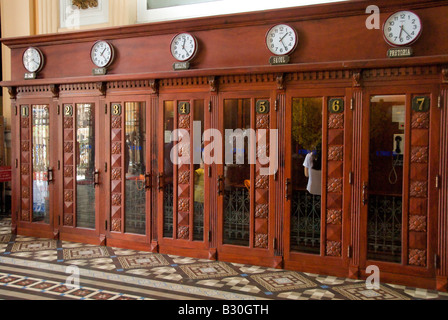 Telephone booths interior of main post office Saigon Vietnam Stock Photo