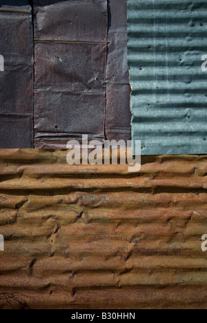 Corrugated iron wall in the ghost town Bodie, California Stock Photo