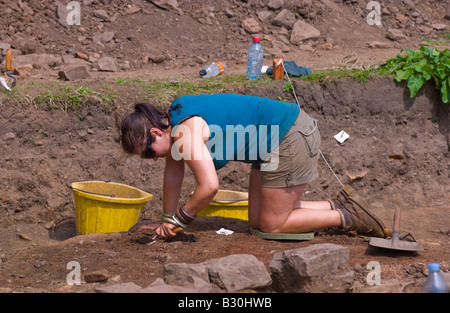 Archaeologists excavate a warehouse of the Roman Second Augustan Legion at Priory Field Caerleon South Wales UK EU Stock Photo