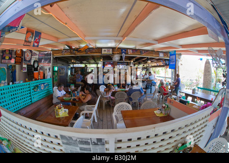 Interior of Skinny Legs Bar and Grill in Coral Bay on the caribbean island of St John in the US Virgin Islands Stock Photo