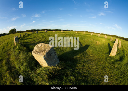 Merry Maidens Stone Circle in evening summer sunshine Cornwall West Country England UK United Kingdom GB Great Britain British I Stock Photo