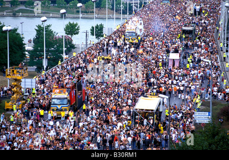 View from above at the Loveparade in Vienna Stock Photo