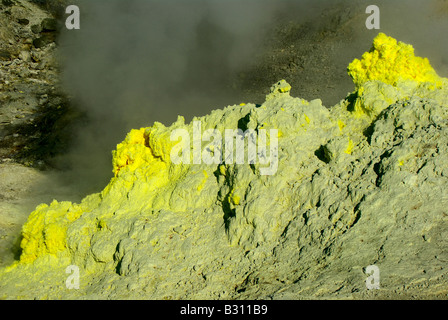 Thermal Fumarole field about volcano Mendeleev, Kunashir island, Kurils islands, Far East of Russia Stock Photo