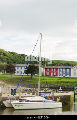 Brightly painted Georgian houses by the harbour in Aberaeron Stock Photo