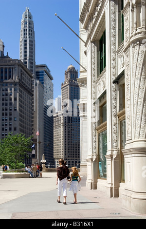 Strolling along Magnificent Mile, Chicago Stock Photo