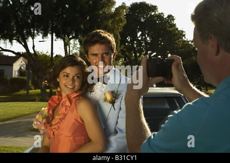 Fatherto Prom Father with prom couple Stock Photo - Alamy
