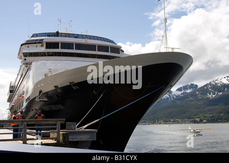 Cruise Ferry Amsterdam from the HAL Holland America Line at the quay in the port of Juneau, Alaska, United States of America Stock Photo