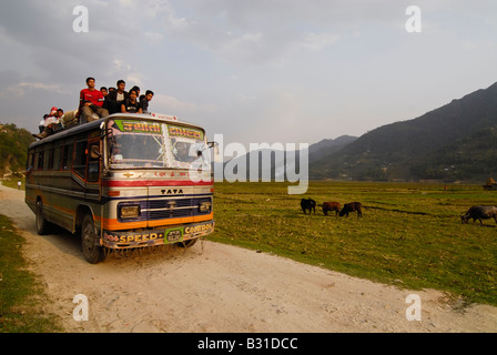 A local Bus near Pokhara, Nepal Stock Photo