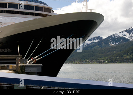 Cruise Ferry Amsterdam from the HAL Holland America Line at the quay in the port of Juneau, Alaska, United States of America Stock Photo