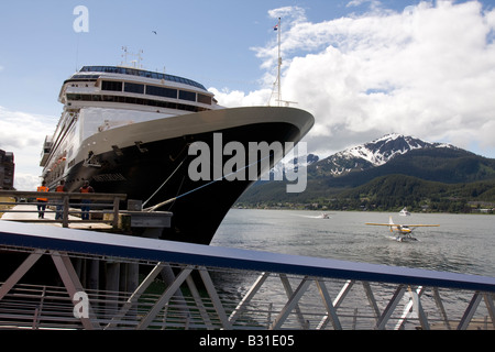 Cruise Ferry Amsterdam from the HAL Holland America Line at the quay in the port of Juneau, Alaska, United States of America Stock Photo