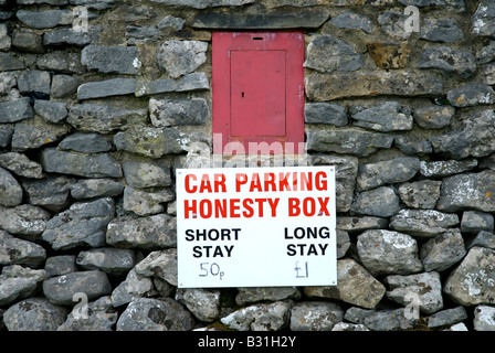 car honesty parking box park tourist donation masham looking dales yorkshire alamy moor malham pay england