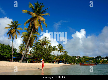 Woman on beach at Lance Aux Epines, Grenada in the 'West Indies' Stock Photo